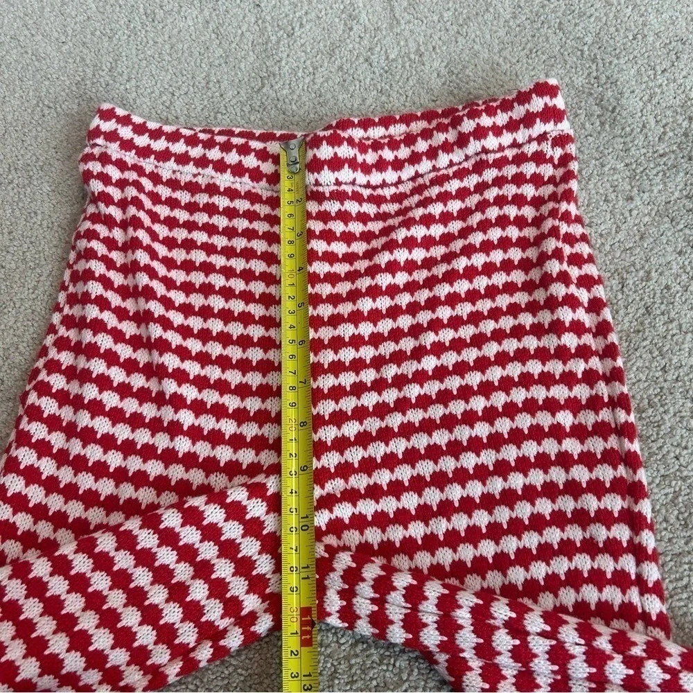 Zara red white knit high waisted flare stretchy pull on pants 70’s hippie retro - Picture 9 of 12